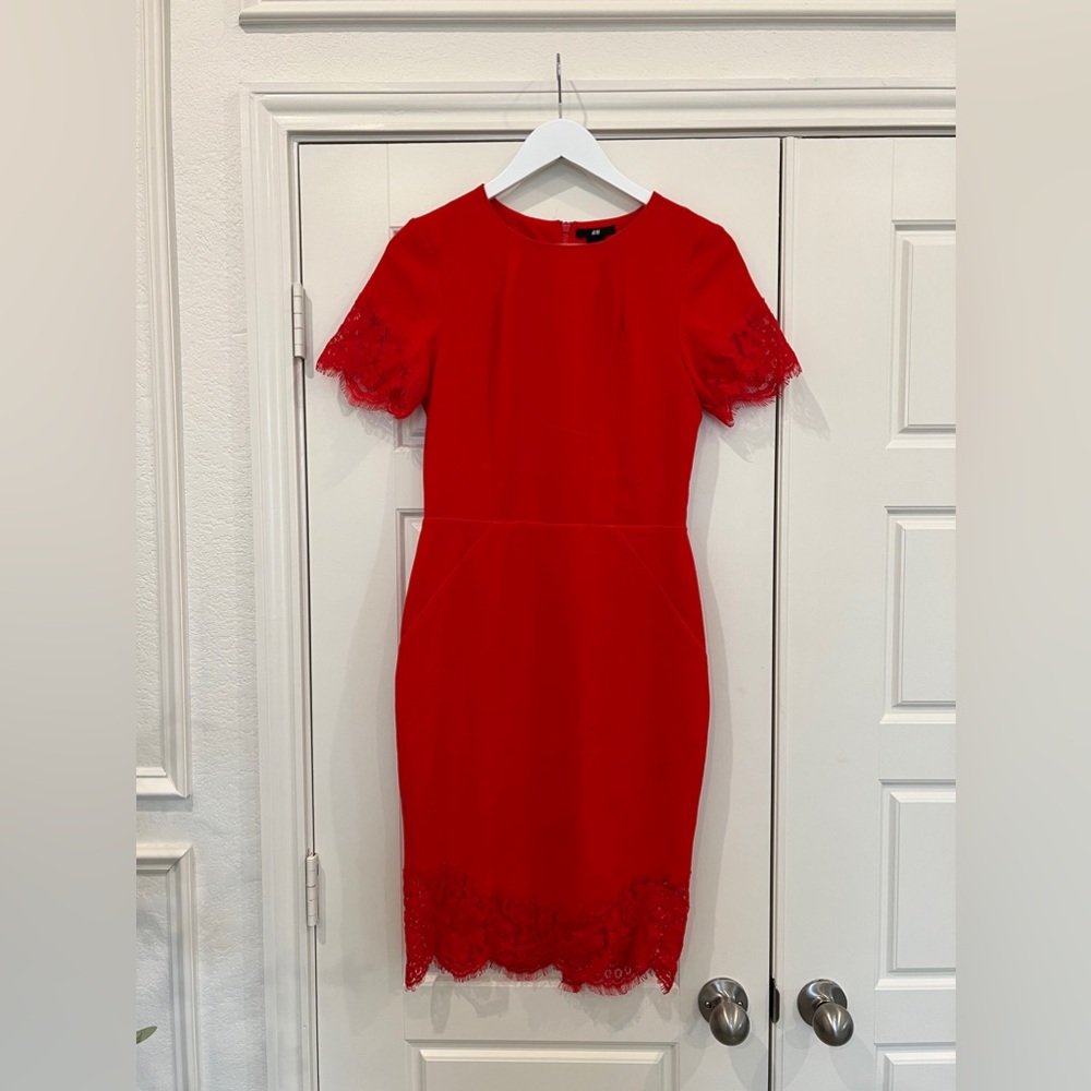 Red lace dress